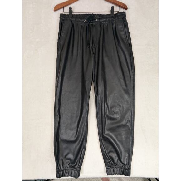 Gap Women's High Rise Vegan Leather Joggers Size Medium Regular - Picture 1 of 8